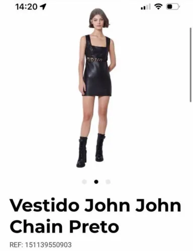 Vestido chain preto John John tamanho p
