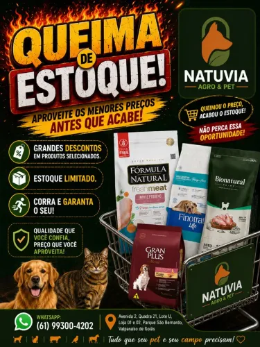 Rações, Acessórios e Medicações.