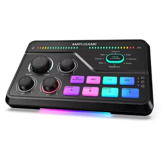 Mixer de áudio FIFINE SC8 com RGB pré-amplificador de microfone XLR, 3 modos EQ, Plug & Pl