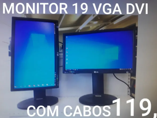 Monitor Led 19 vga dvi imagem linda com cabos testo na hora