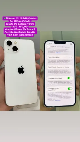 iPhone 13 128GB Estelar ( Saúde Da Bateria 100% ) Usado