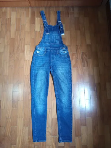 Jardineira Jeans Azul Skinny com Elastano - PP (34)