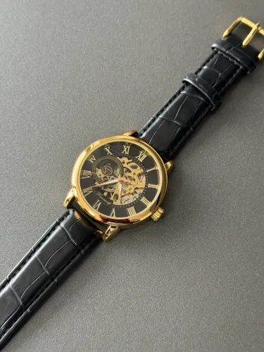 Relógio masculino pulseira de couro elegante resistente à respingos 