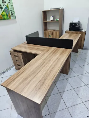 ilha mesa para atendimento telemarketing 2 lugares grande em l