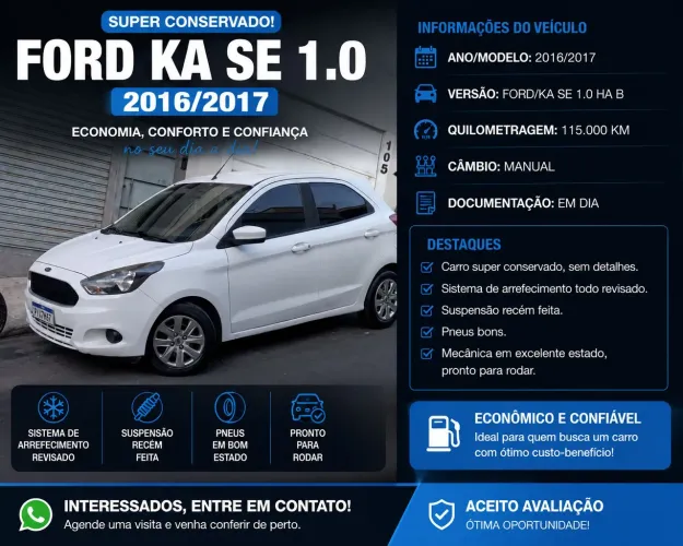 Ford KA 1.0 Se/se Plus Tivct Flex 5P 2017