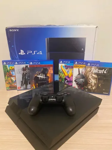 PlayStation 4 Fat 500GB (Completo na Caixa) + 6 Jogos Incríveis