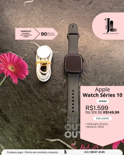 APPLE WATCH SÉRIES 10, 46MM, MIDNIGHT, SEMINOVO, EXCLUSIVO!