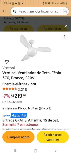 Ventilador de teto novo na caixa