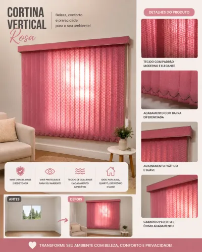 Cortina Persiana Vertical Rosa