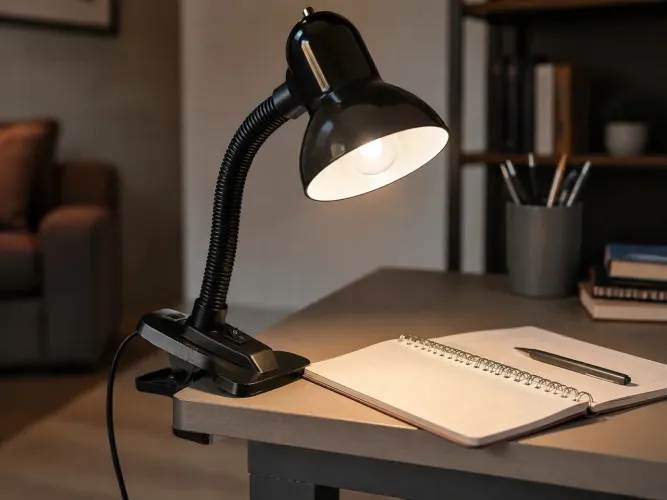 Luminária de Mesa com Presilha e Haste Flexível