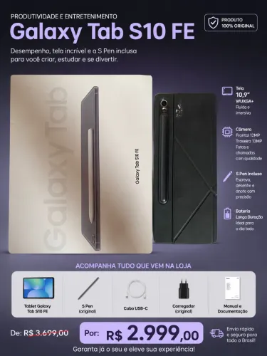 ? Galaxy Tab S10 FE - Completo na Caixa | Excelente Estado