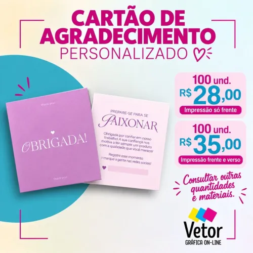 Cartão de agradecimento personalizado 