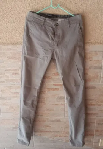 calça de sarja masculino marfinno (renner) - tamanho 42 - skinny - cor cinza claro