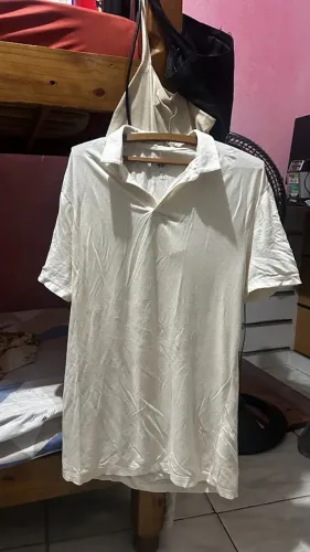 Camiseta Branca/Creme Polo Slim Fit da H&M - Tamanho M