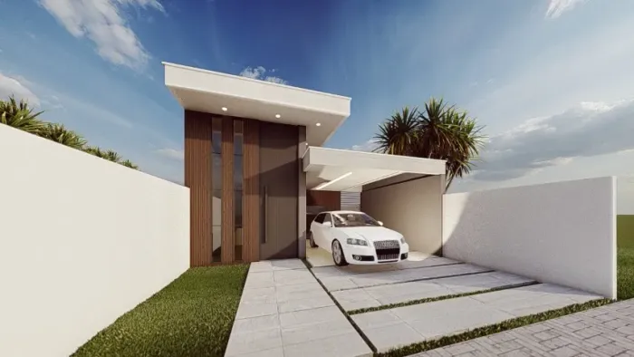 Projeto pronto casa térrea de 80m² para terreno de 8x25. É só pegar e construir!!!