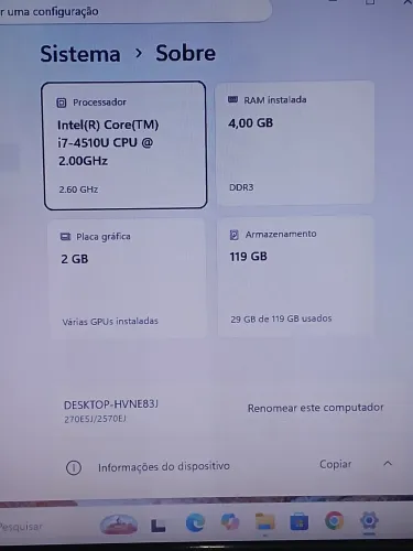 Notebook Samsung tela 15.6  core i7 4510U  2.00GHz.  2.60GHZ.     Placa gráfica  2GB