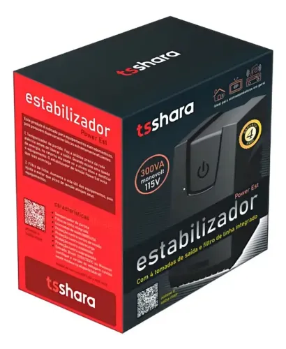 Estabilizador Ts Shara Powerest 300va E.mono 115v S.115v 4t Cor Preto