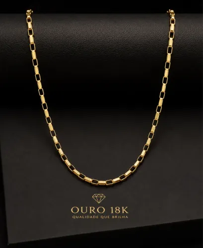 Corrente de Ouro | Cadeado Alongado | Cordão de Ouro