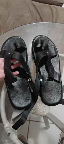 Sandália de couro masculina Malbork preta e marrom excelente estado