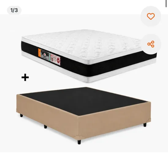 Cama Base Casal Bege Colchão Casal Black e White Air Double Face D45 138x188