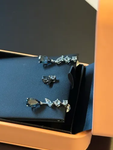 Brinco e Pingente ouro branco 18K com topazio london e SKY Vivara