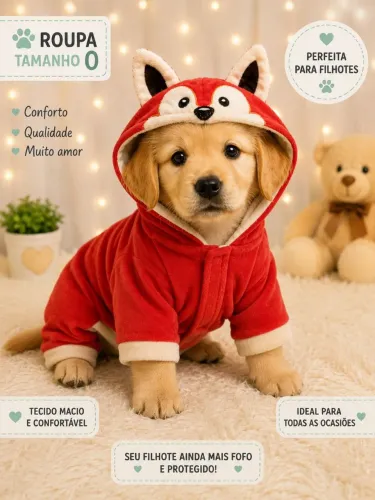 Linda e charmosa Roupa Pet Tam 0 - Raposinha - Emporium Distripet