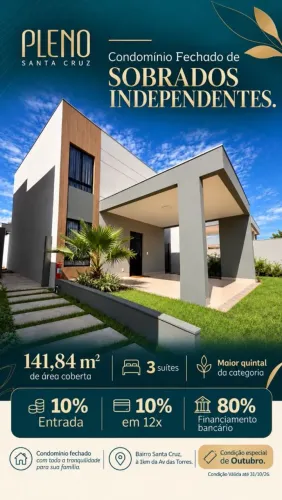 Vende-se sobrado em construção no Condominio Pleno, Santa Cruz Cuiabá MT.
