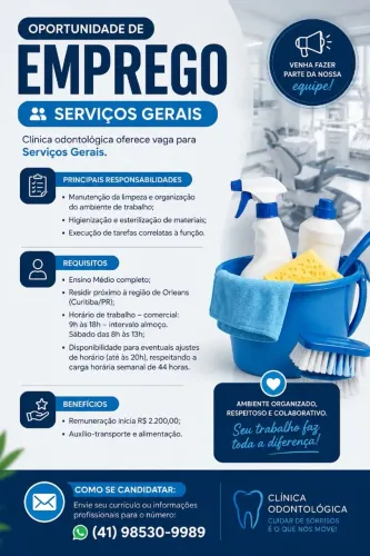 Clinica Odontologica contrata - Auxiliar de Serviços Gerais