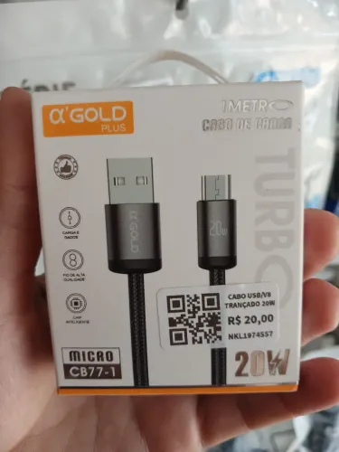 Cabo USB para V8 (20W) cabo 1metro.