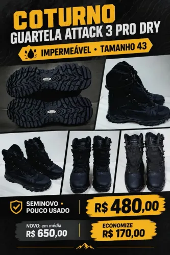Coturno Guartelá Attack 3 Pro Dry - Tamanho 43 - Seminovo