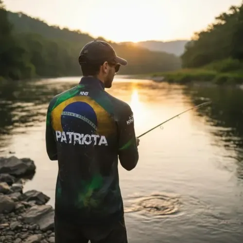 Camisa com estampa do Brasil e proteção solar