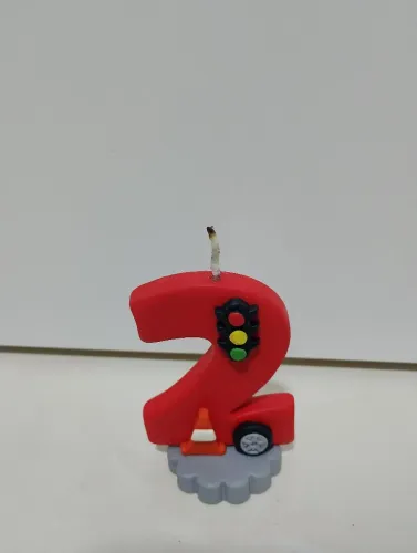 Vela de aniversário, topo de bolo tema trânsito