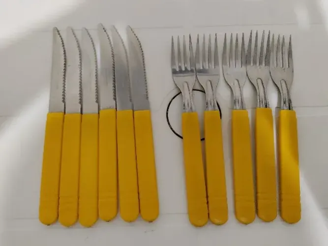 Kit talheres Azul e Amarelo