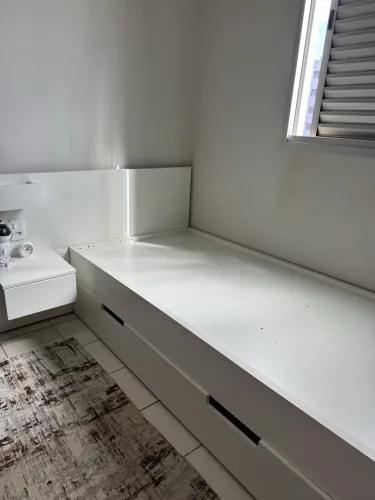 Cama de Solteiro 100% MDF Sob Medida - Branca