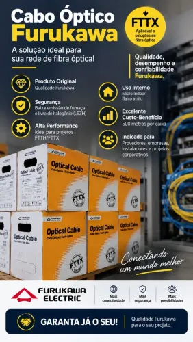 Lote 90 KM Cabo Drop Fibra Óptica Furukawa - 180 Caixas Novas