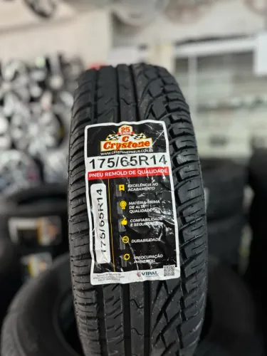 Pneu Crystone 175/65/14 Remold com borracha vipal (instalação grátis)