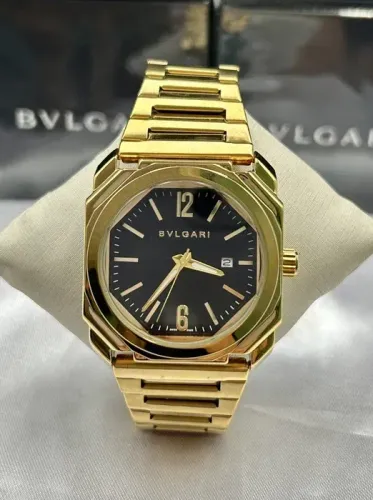Relógio Bvlgari Octo Finíssimo Dourado - Fundo de Vidro | Resistente à Água | Com Caixa
