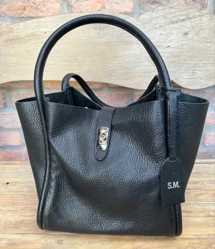 Bolsa de couro preto