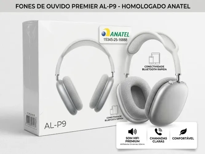 Fone De Ouvido Headphone Sem Fio Bluetooth AL-P9 Anatel Branco