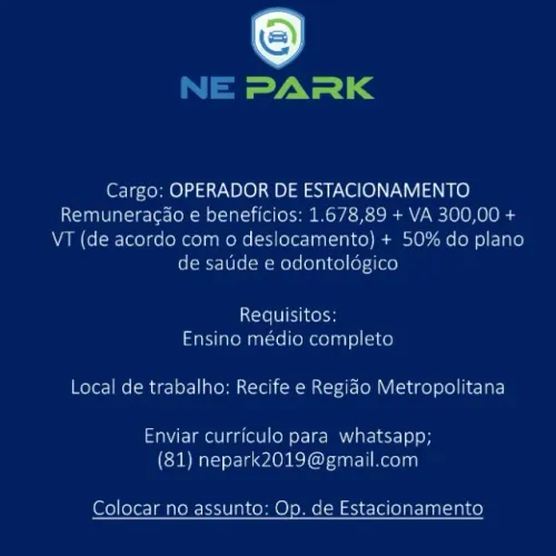 Vaga para Operador de Estacionamento
