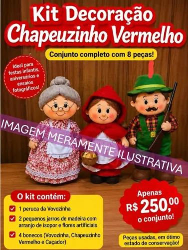 KIT DECORAÇÃO CHAPEUZINHO VERMELHO