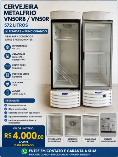 Metalfrio VN50R/VN50RB - 572 litros.