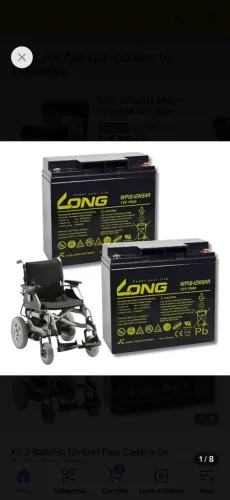 bateria para cadeira de rodas motorizada