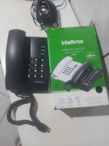 Telefone Fixo Intelbras Pleno com Fio - Preto, com Caixa