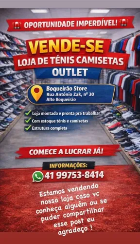 Vende-se outlet completa,ponto + estoque (entre 35 a 40 mil) pronta para trabalhar 