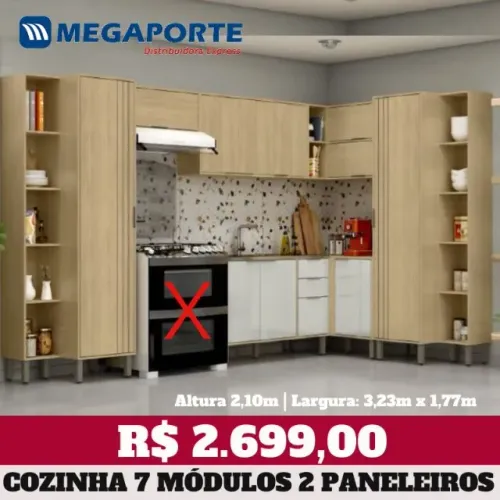 Armário de Cozinha de Canto 7 Módulos Balcão 1,20m (NOVO) Entrega Grátis! 