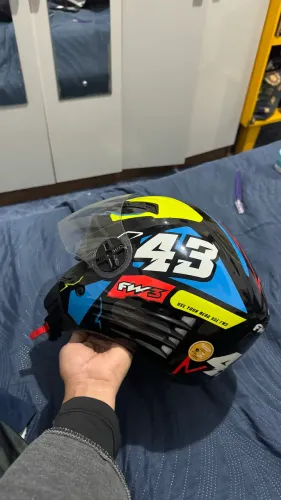 Capacete Fw3 Azul Aberto com Viseira interna 