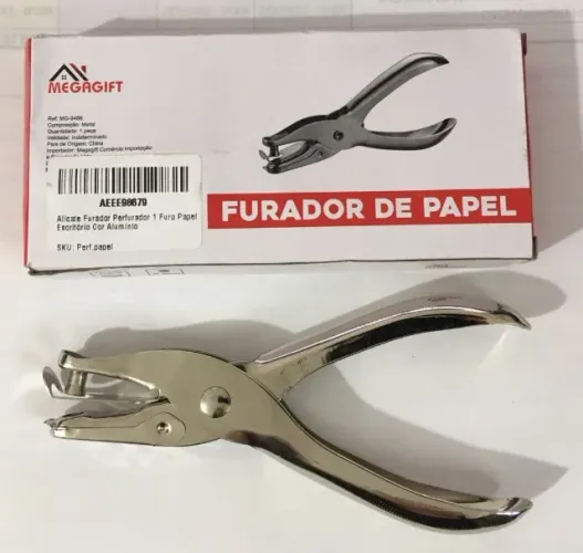 Alicate Furador Perfurador 1 Furo Papel Escritório - NOVO