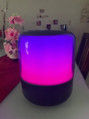 Caixa de Som H'Maston Bluetooth com LED RGB + Microfone Sem Fio (Perfeito Estado)