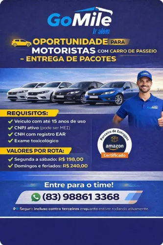 Estamos buscando parceiros para Rodar fazendo entregas da Amazon.